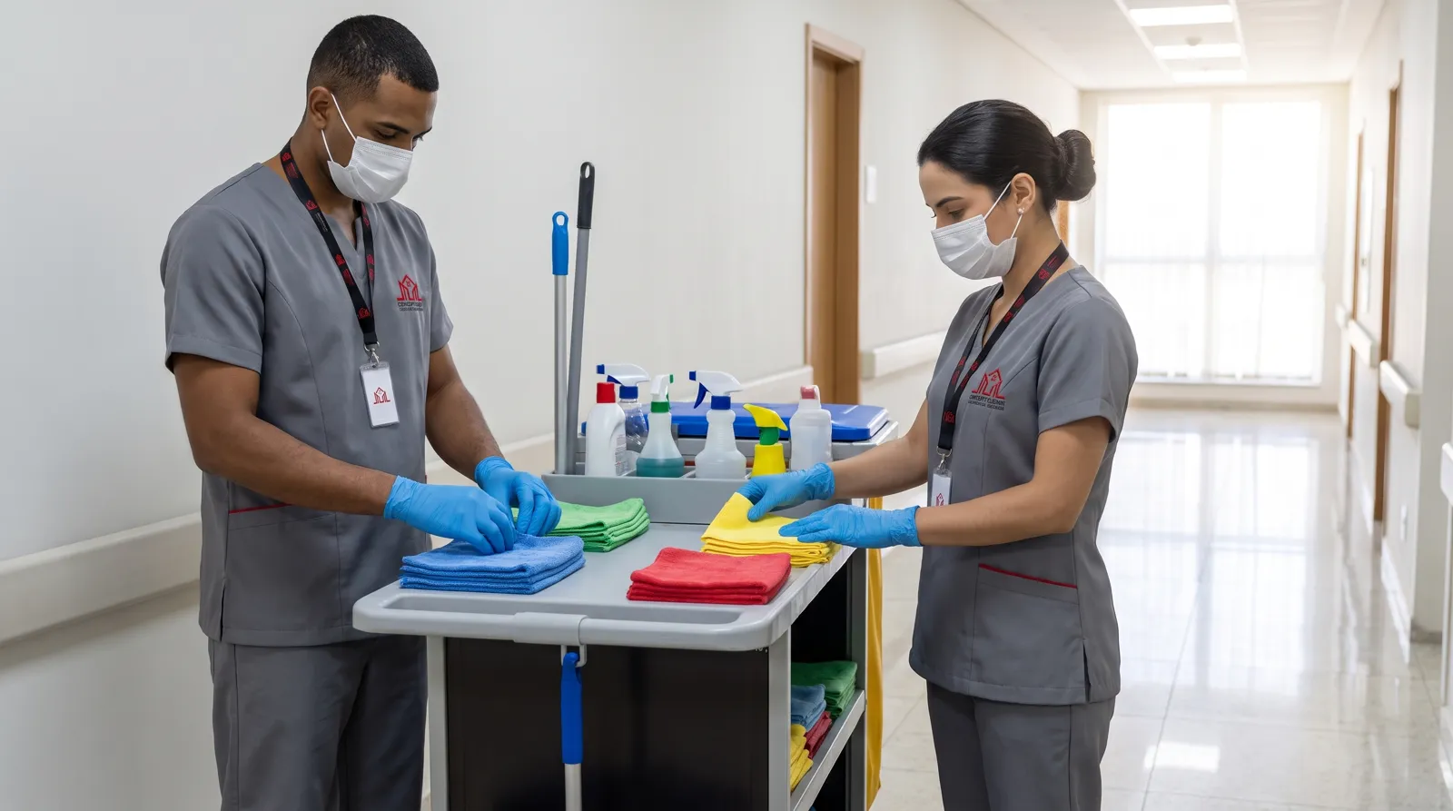Treinamento de equipe de limpeza para serviços de saúde