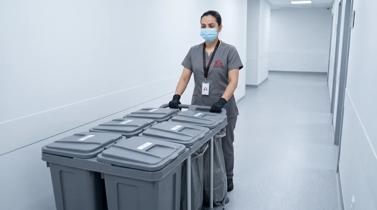 Coleta interna de resíduos em clínica